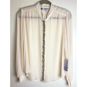 NWT Jennifer Lopez Sheer Button Down Blouse